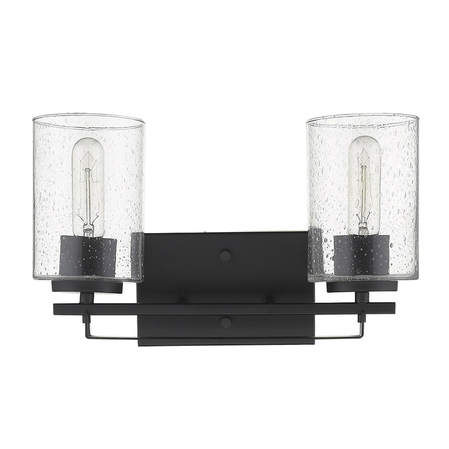 Black & Textured Glass Two Light Wall Sconce