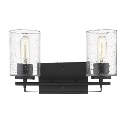 Black & Textured Glass Two Light Wall Sconce