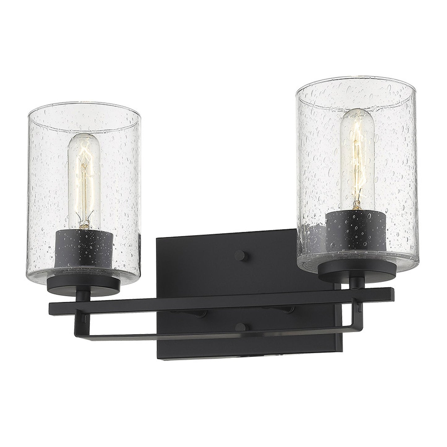 Black & Textured Glass Two Light Wall Sconce