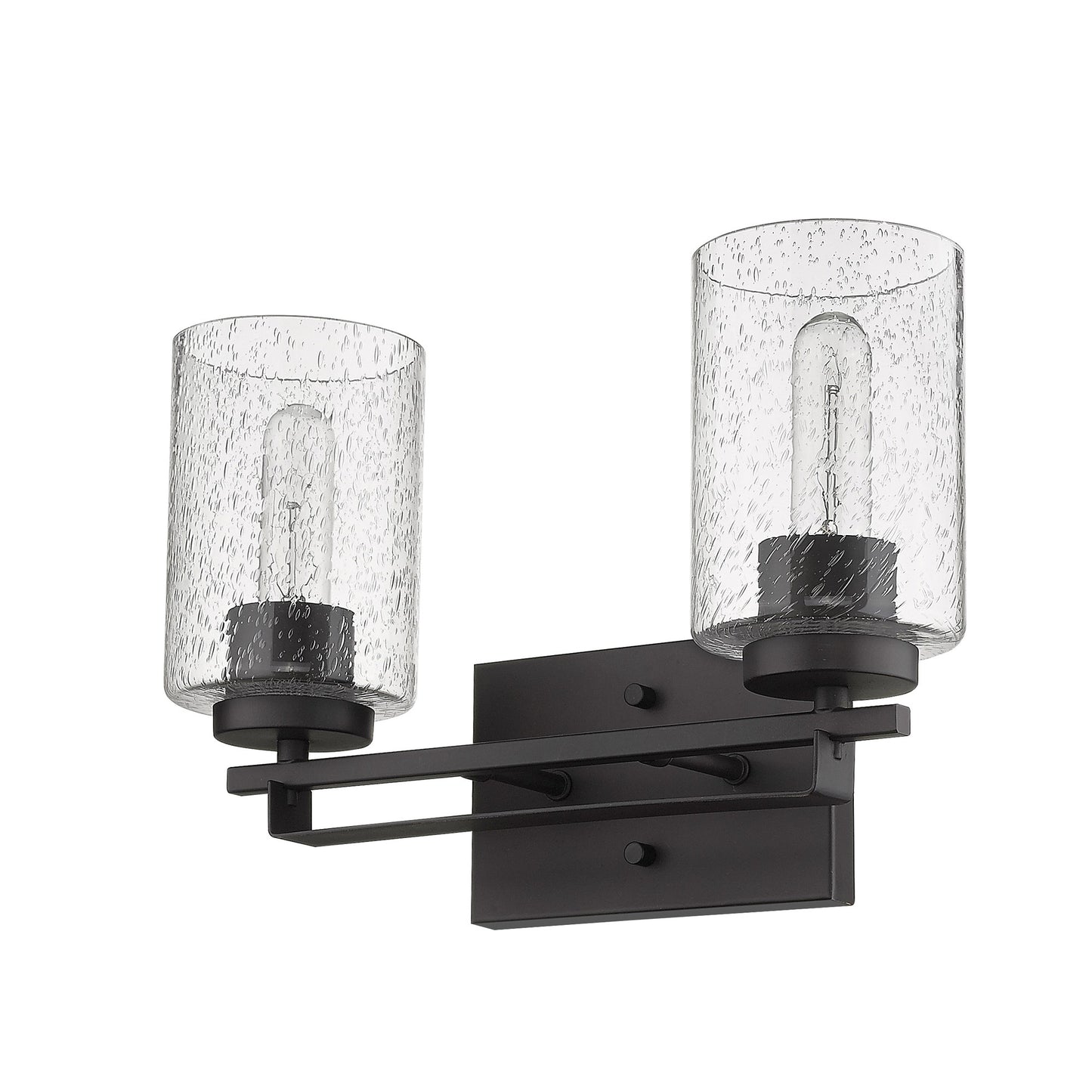 Bronze & Textured Glass Two Light Wall Sconce