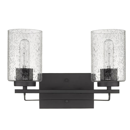 Bronze & Textured Glass Two Light Wall Sconce