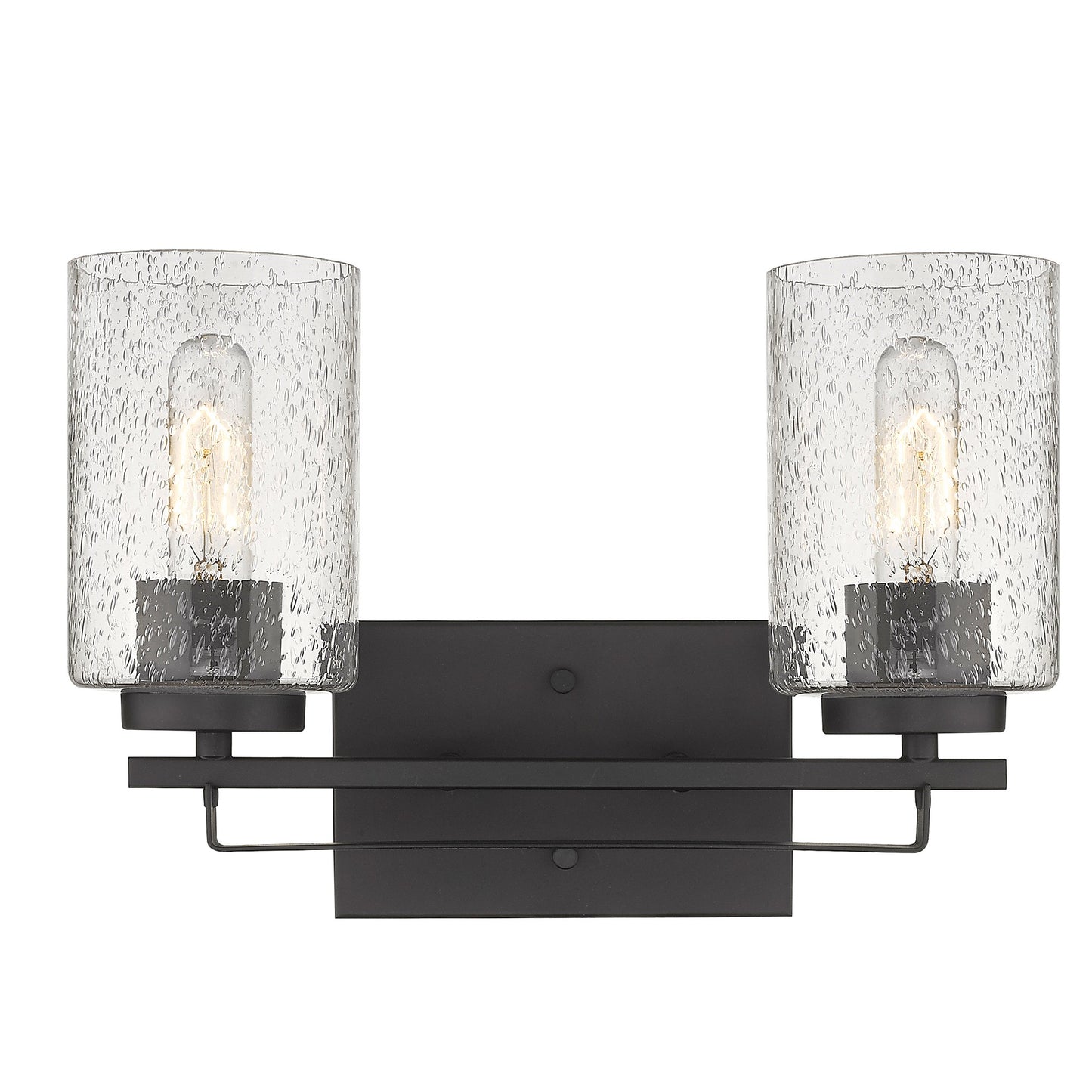 Bronze & Textured Glass Two Light Wall Sconce