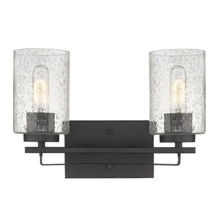 Bronze & Textured Glass Two Light Wall Sconce