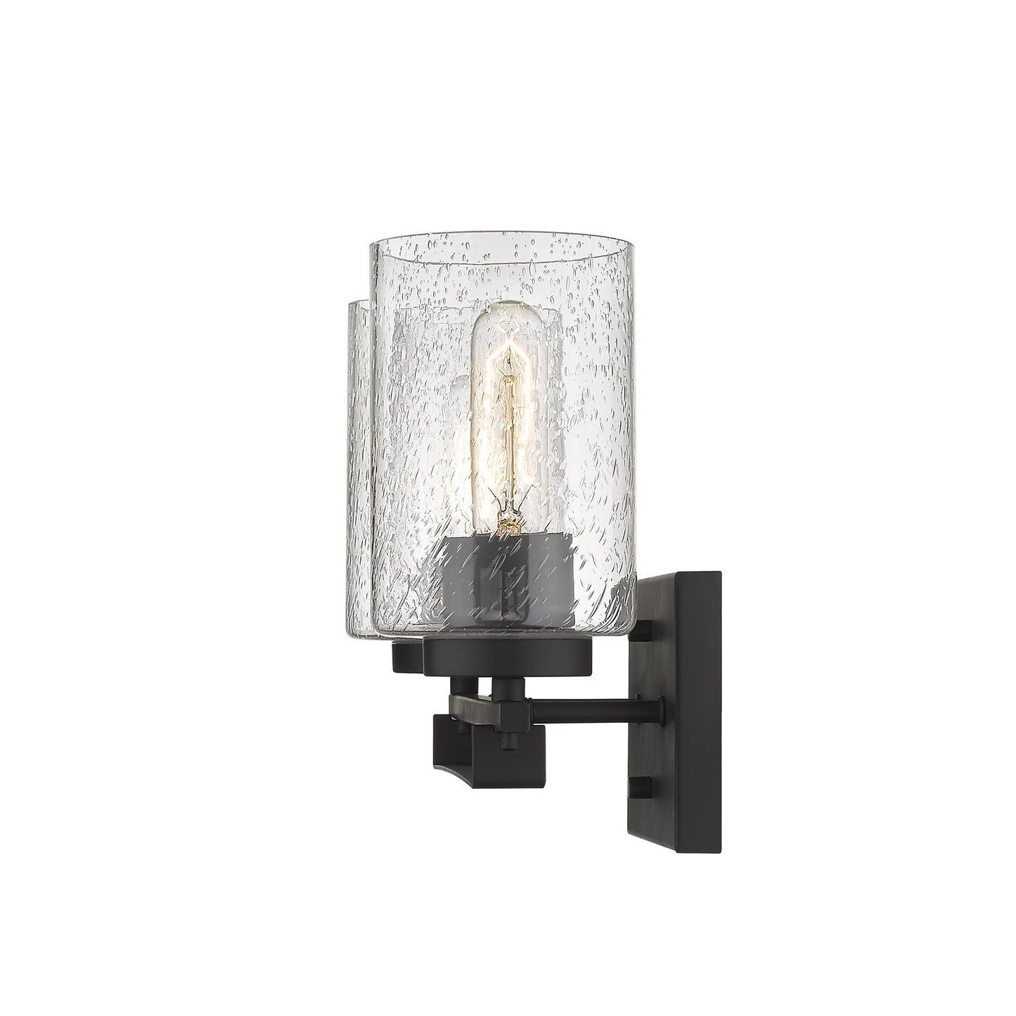 Bronze & Textured Glass Two Light Wall Sconce