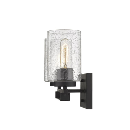 Bronze & Textured Glass Two Light Wall Sconce