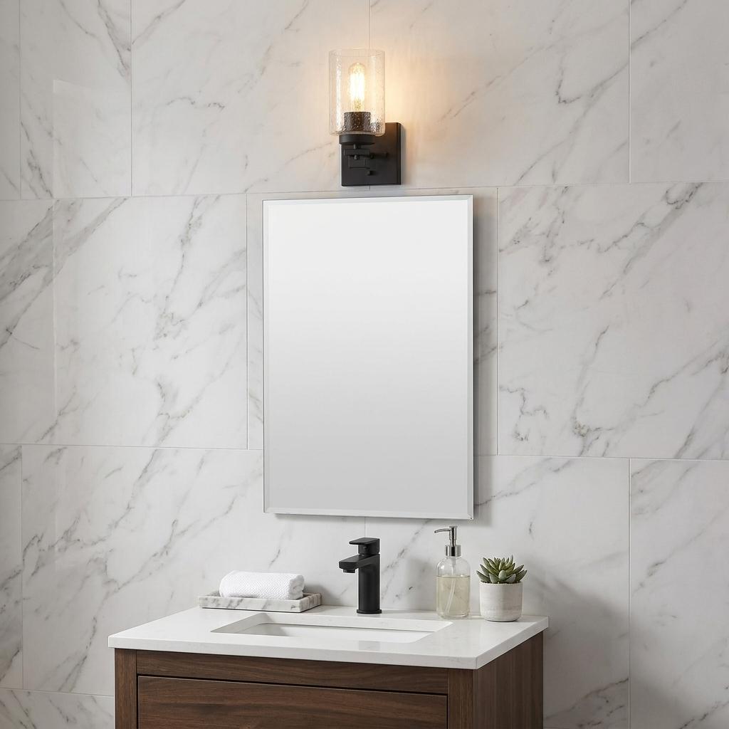 Bronze & Textured Glass Two Light Wall Sconce