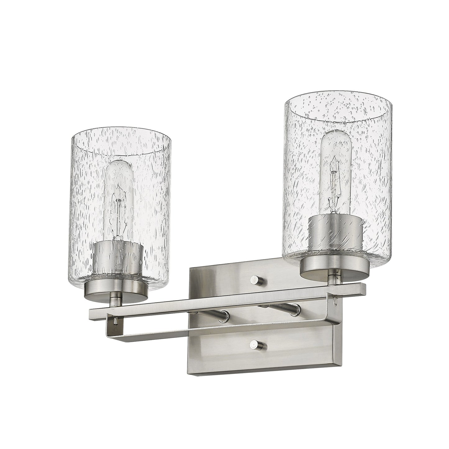 Silver & Textured Glass Two Light Wall Sconce