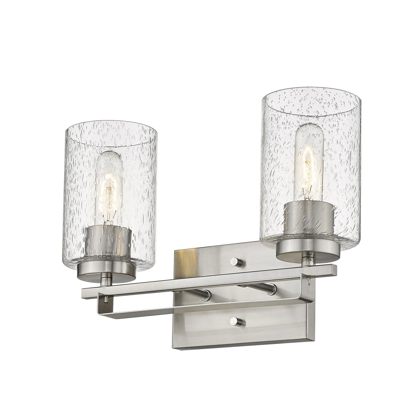 Silver & Textured Glass Two Light Wall Sconce