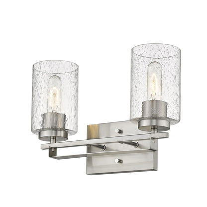 Silver & Textured Glass Two Light Wall Sconce