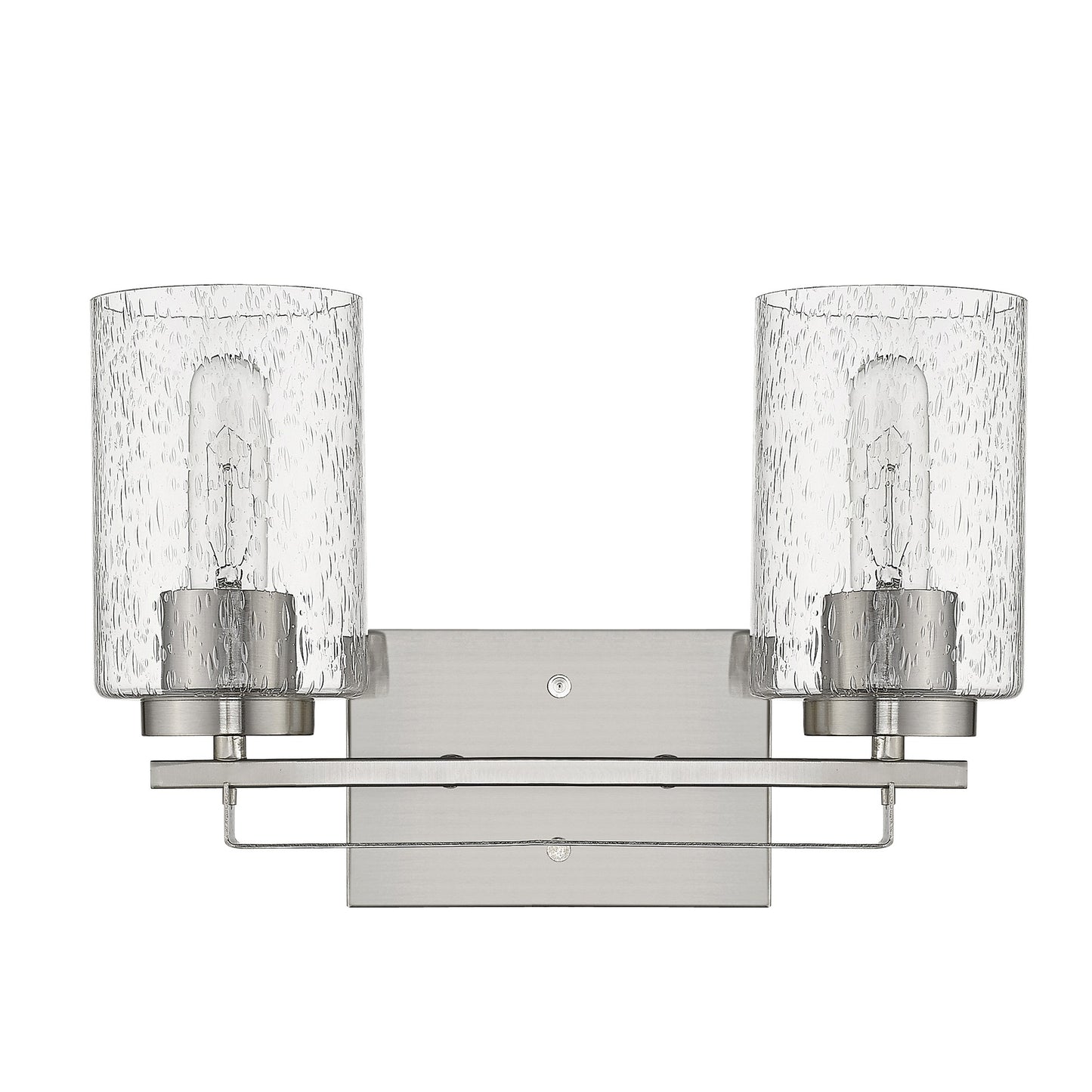 Silver & Textured Glass Two Light Wall Sconce