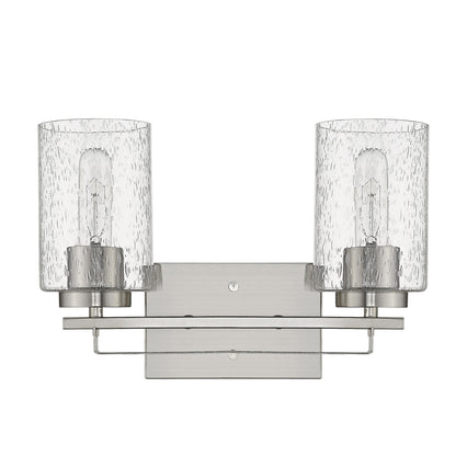 Silver & Textured Glass Two Light Wall Sconce