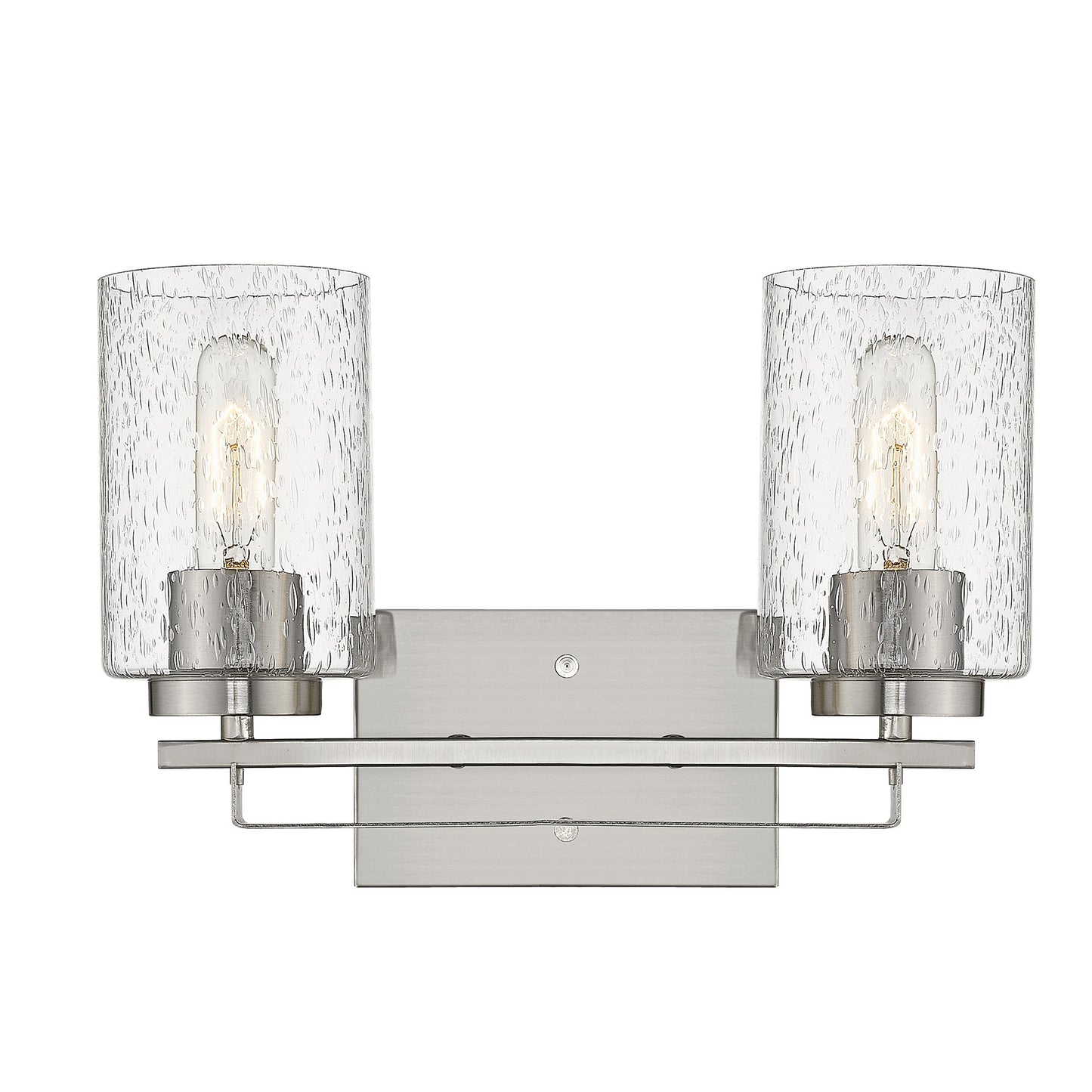 Silver & Textured Glass Two Light Wall Sconce
