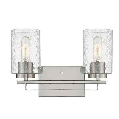 Silver & Textured Glass Two Light Wall Sconce