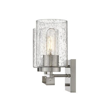 Silver & Textured Glass Two Light Wall Sconce