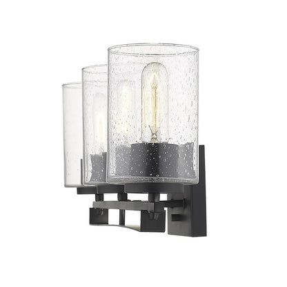 Black & Textured Glass Three Light Wall Sconce