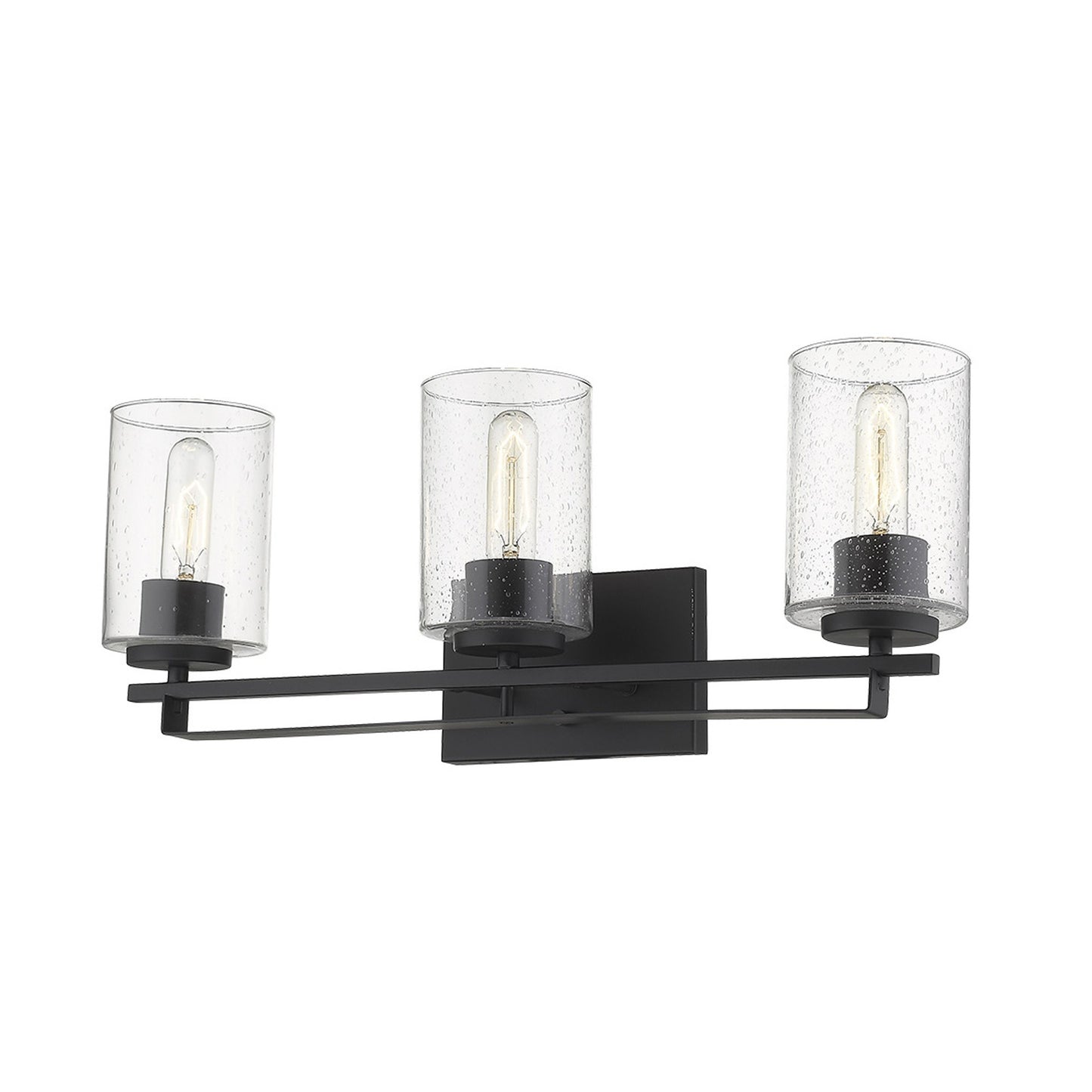 Black & Textured Glass Three Light Wall Sconce