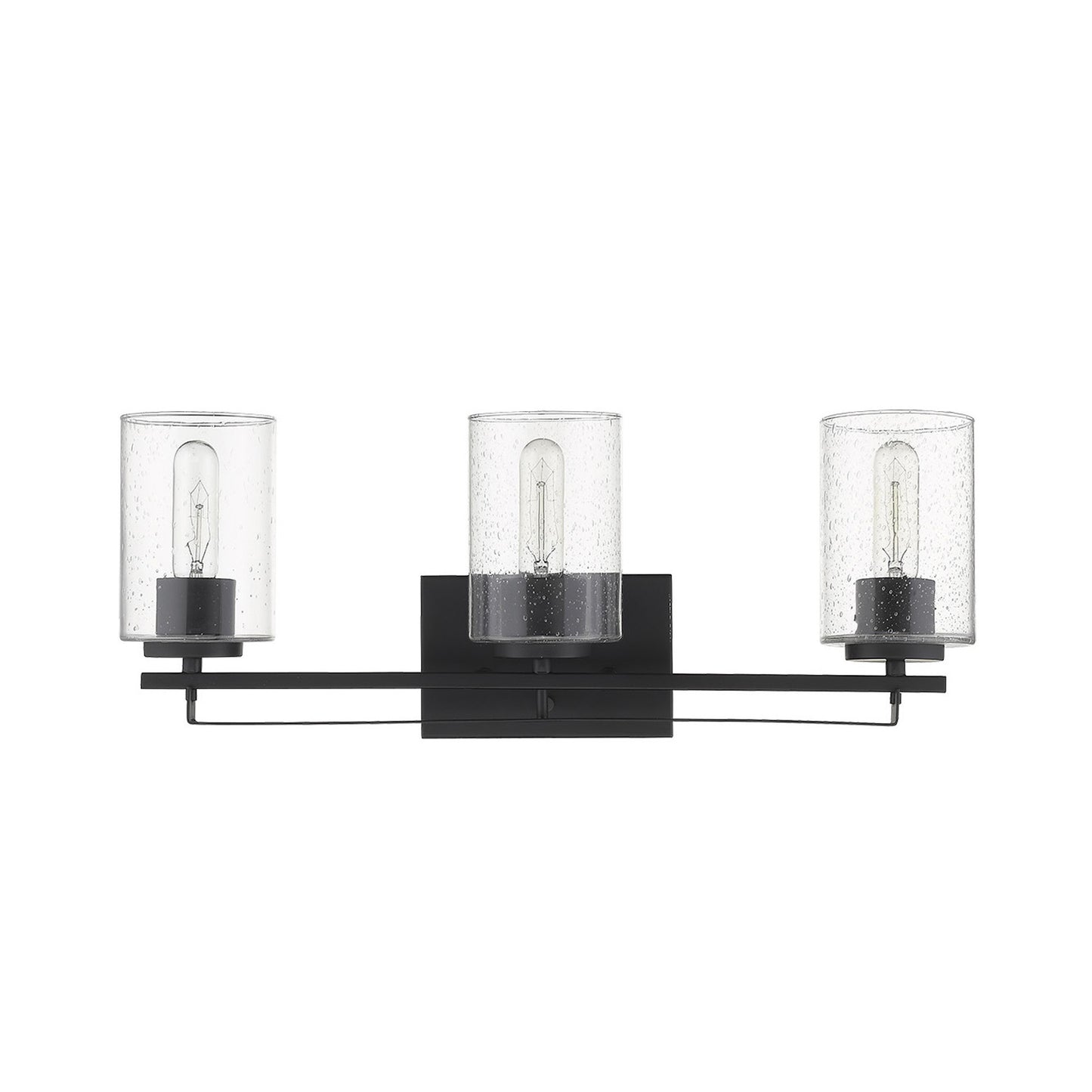 Black & Textured Glass Three Light Wall Sconce