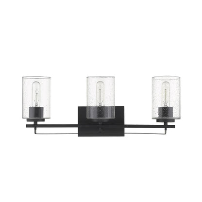 Black & Textured Glass Three Light Wall Sconce