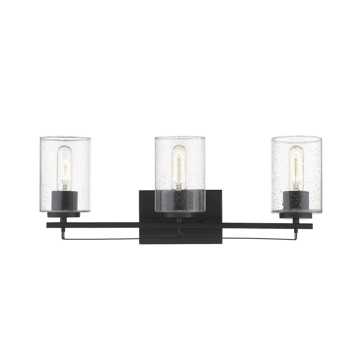 Black & Textured Glass Three Light Wall Sconce