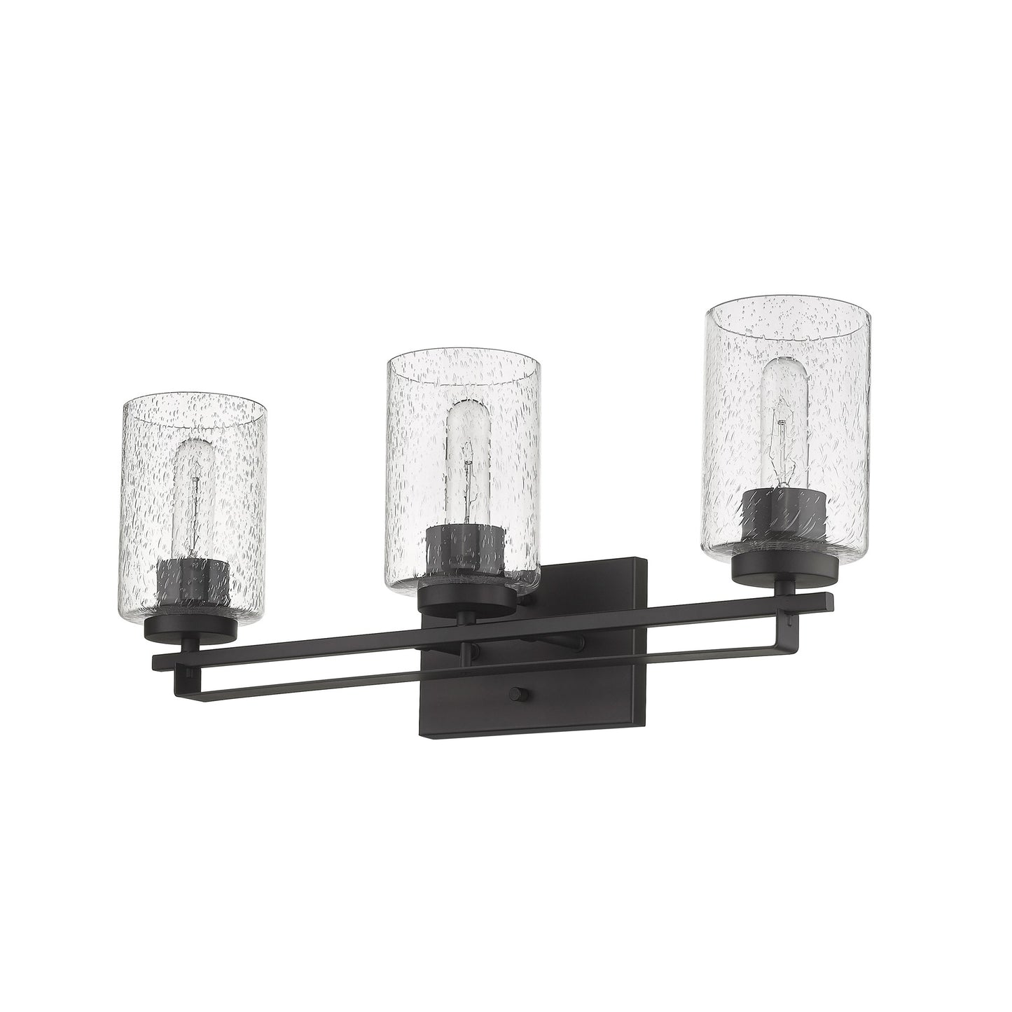 Bronze & Textured Glass Three Light Wall Sconce