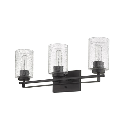 Bronze & Textured Glass Three Light Wall Sconce