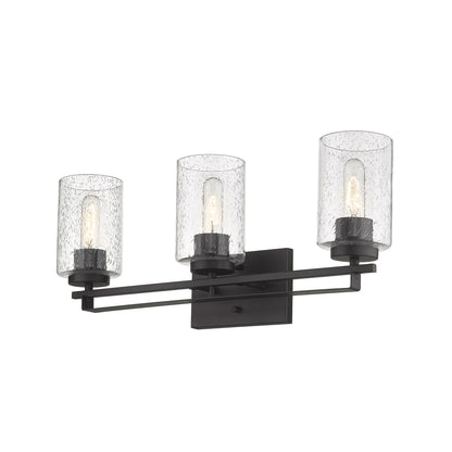 Bronze & Textured Glass Three Light Wall Sconce