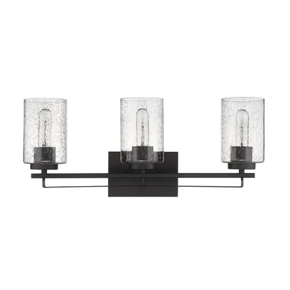 Bronze & Textured Glass Three Light Wall Sconce