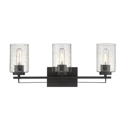 Bronze & Textured Glass Three Light Wall Sconce
