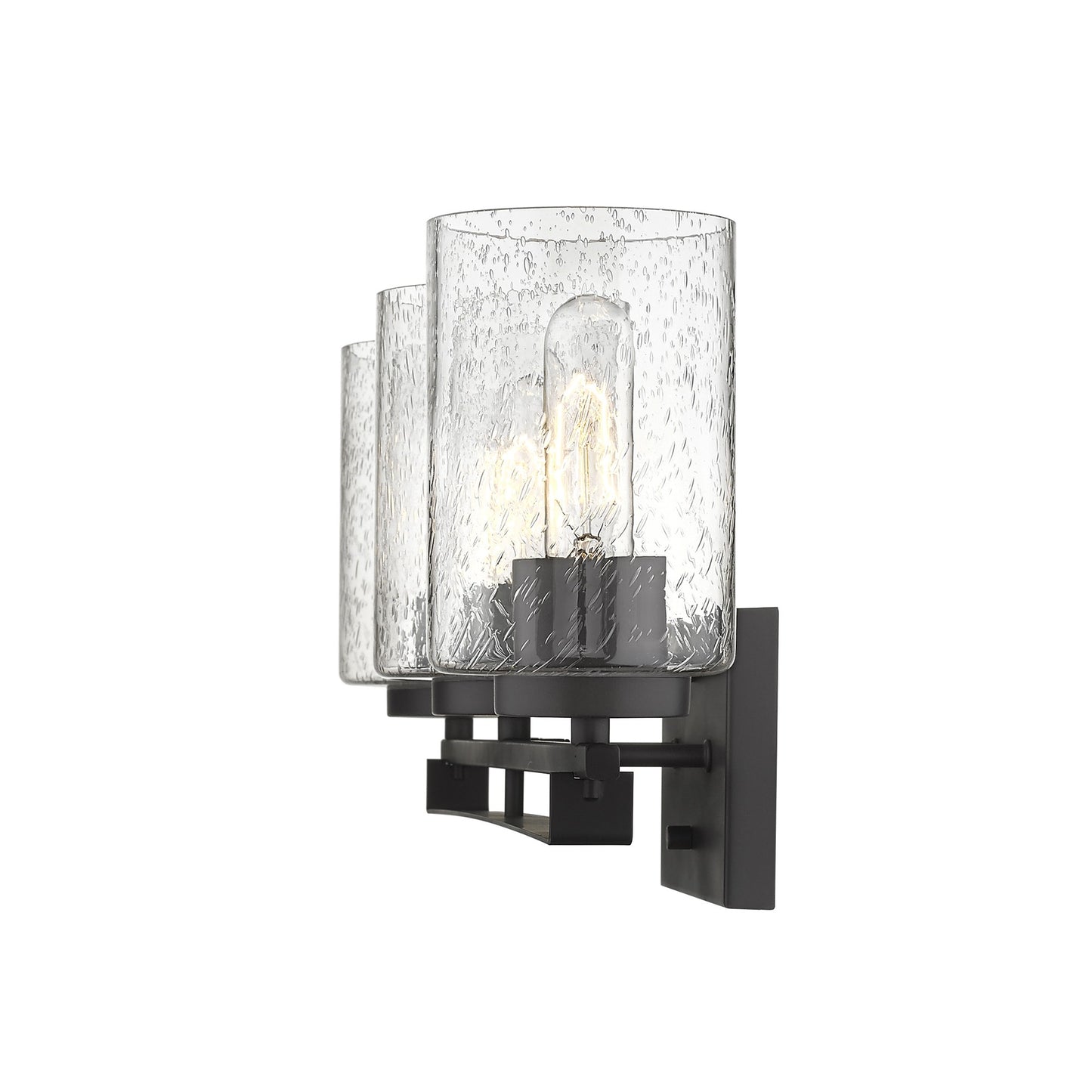Bronze & Textured Glass Three Light Wall Sconce