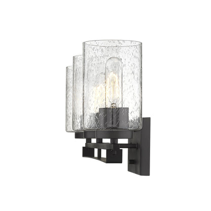 Bronze & Textured Glass Three Light Wall Sconce