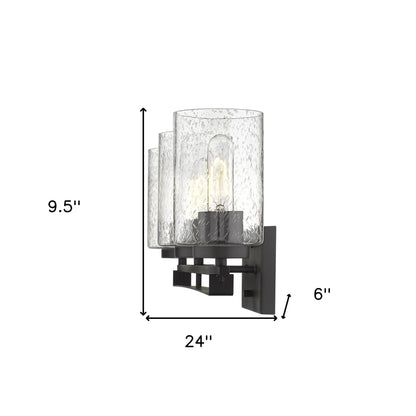 Bronze & Textured Glass Three Light Wall Sconce