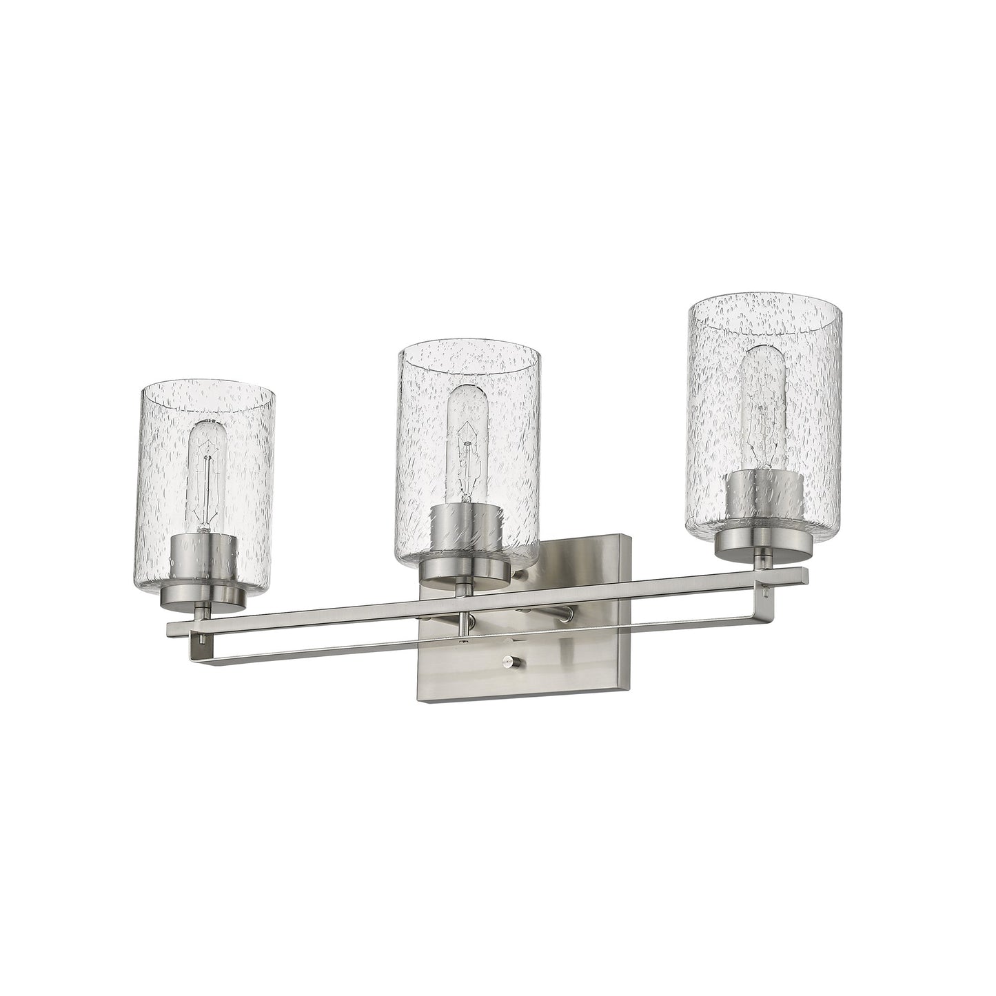 Silver & Textured Glass Three Light Wall Sconce