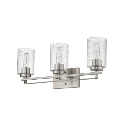 Silver & Textured Glass Three Light Wall Sconce