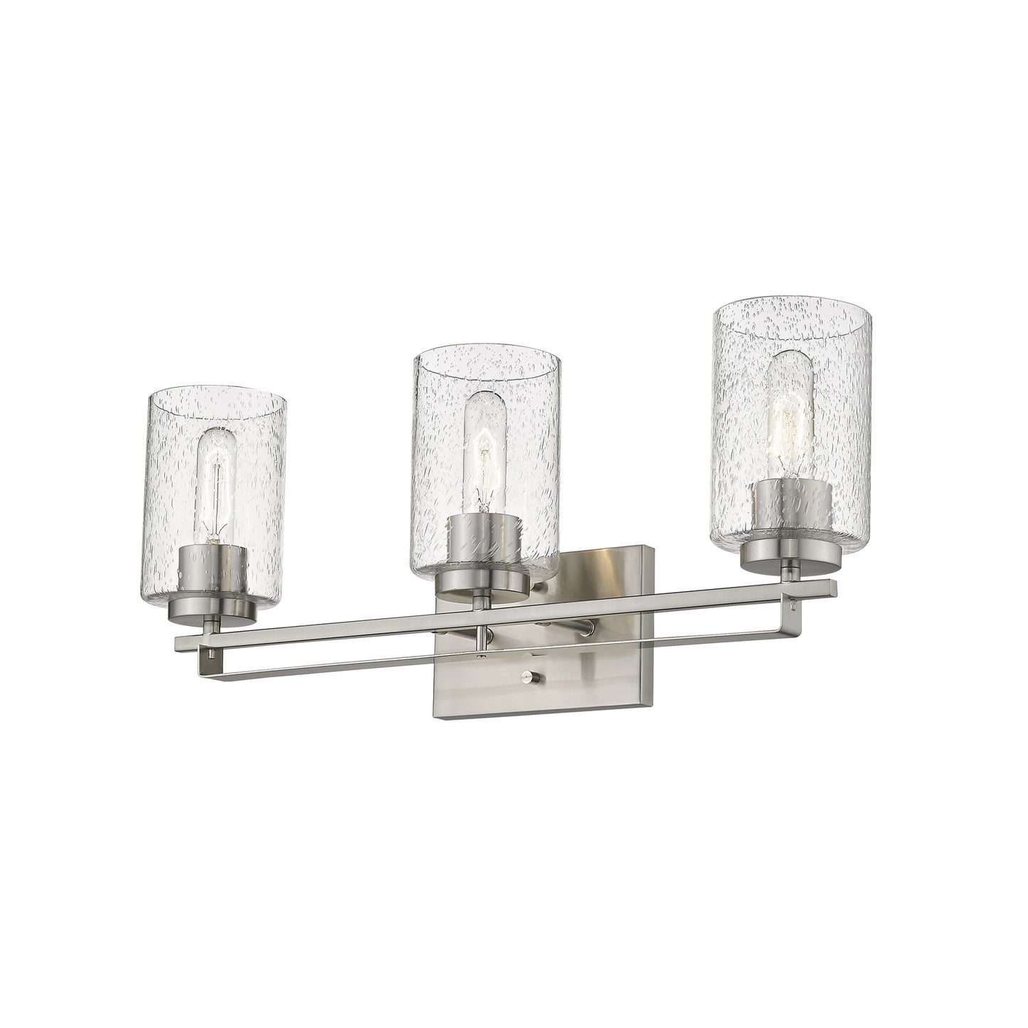 Silver & Textured Glass Three Light Wall Sconce