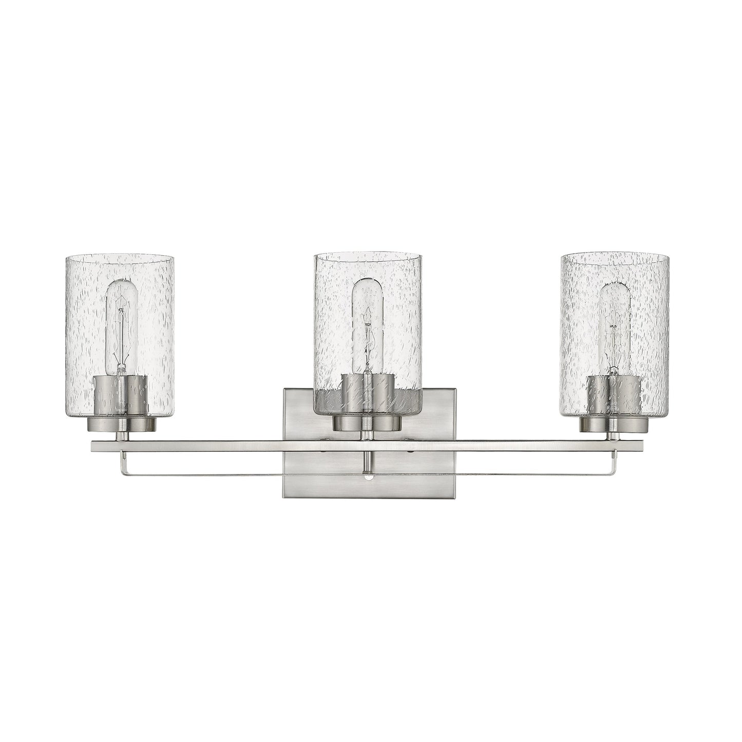 Silver & Textured Glass Three Light Wall Sconce