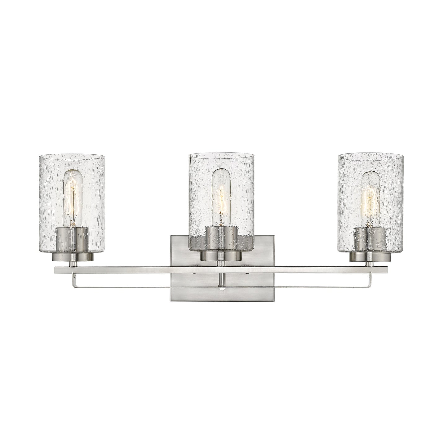 Silver & Textured Glass Three Light Wall Sconce