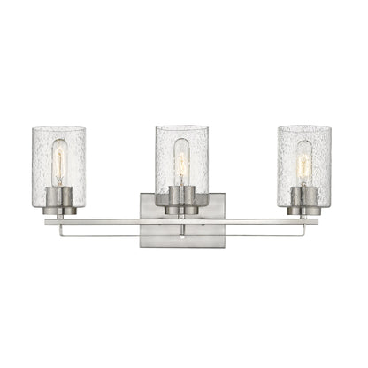 Silver & Textured Glass Three Light Wall Sconce