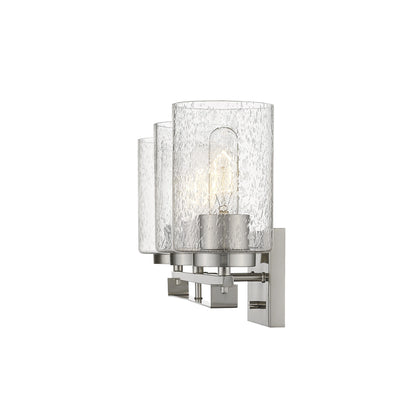 Silver & Textured Glass Three Light Wall Sconce