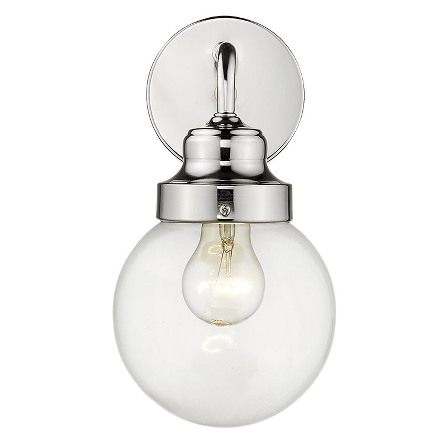 One Light Silver Wall Sconce w/ Glass Shade