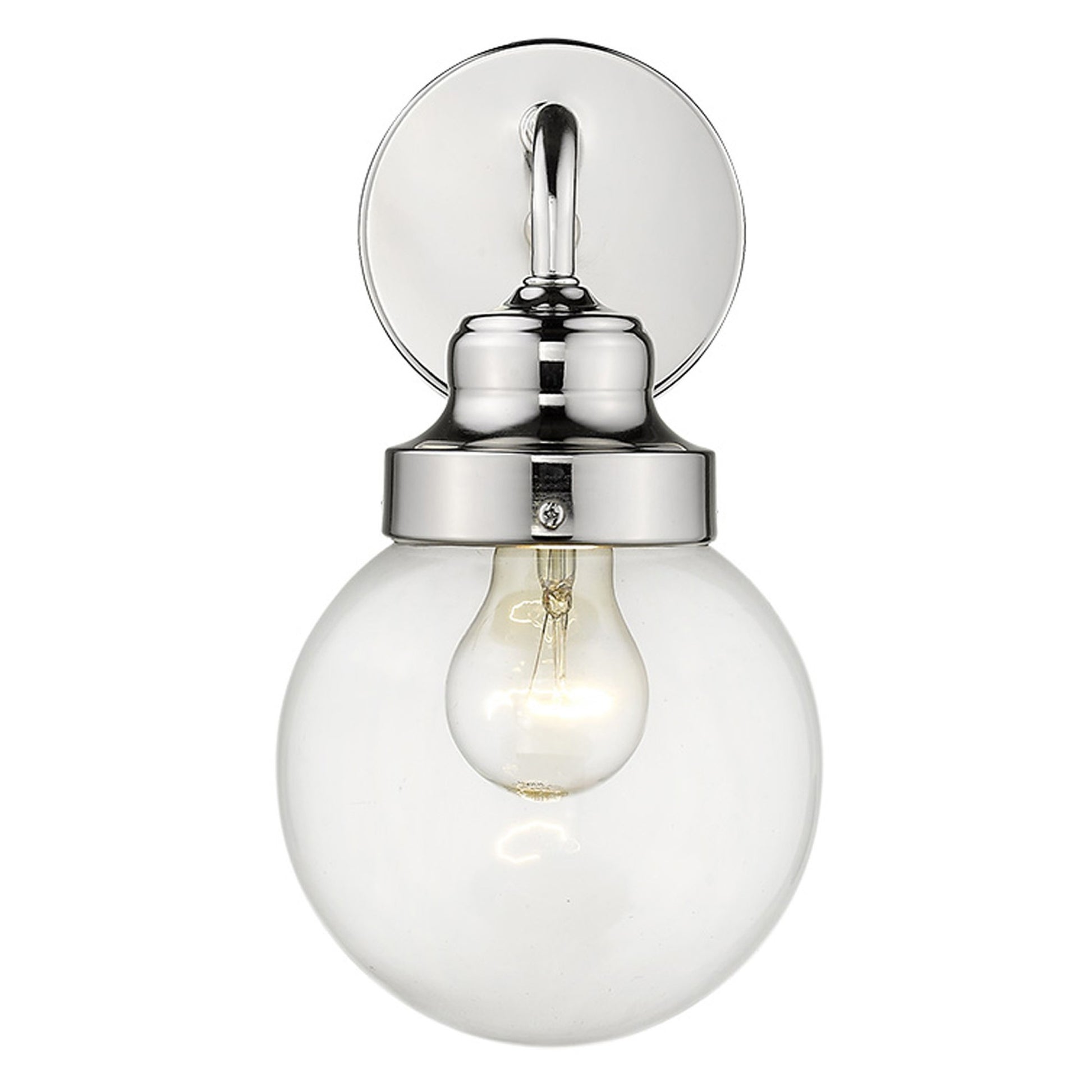 One Light Silver Wall Sconce w/ Glass Shade