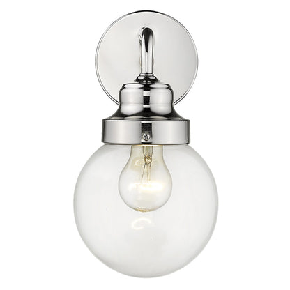 One Light Silver Wall Sconce w/ Glass Shade