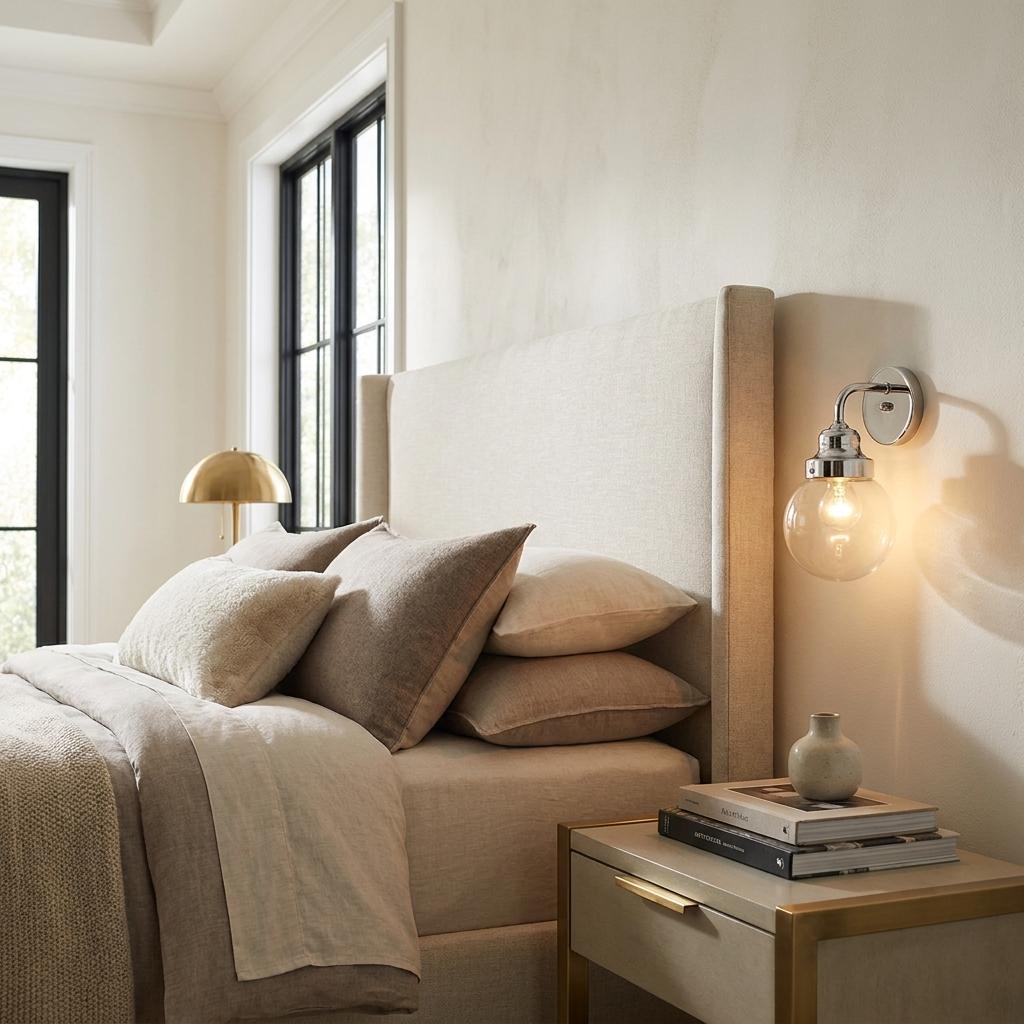 One Light Silver Wall Sconce w/ Glass Shade