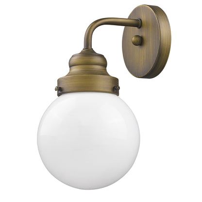 One Light Gold Wall Sconce w/ Glass Shade