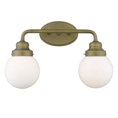 Two Light Gold Wall Sconce w/ Glass Shade
