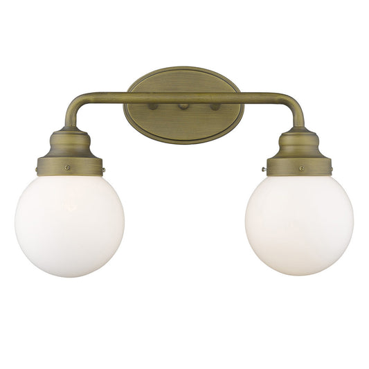 Two Light Gold Wall Sconce w/ Glass Shade