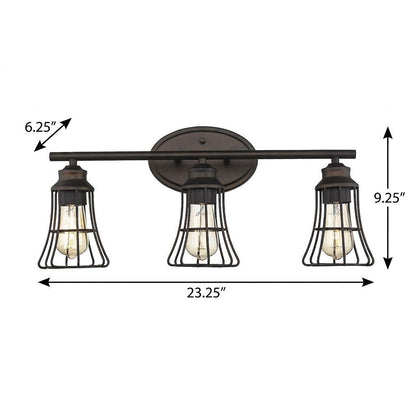 Three Light Bronze Cage Wall Light