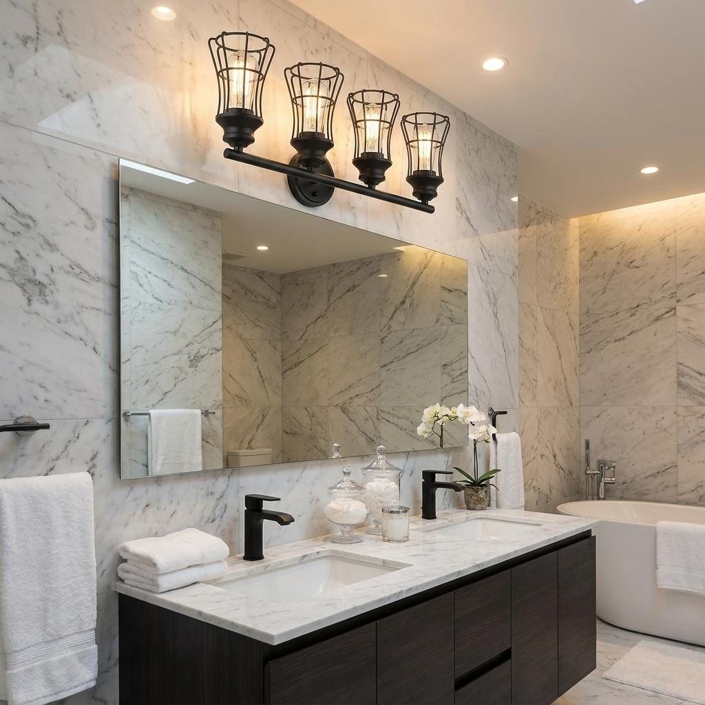 Piers 4-Light Matte Black Vanity