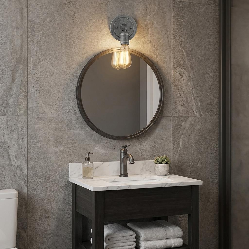 Industrial Textured Gray Wall Light