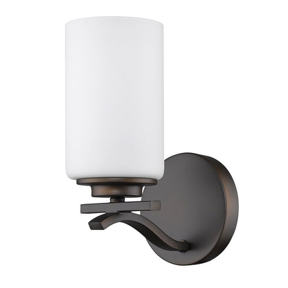 One Light Bronze & Glass Wall Sconce