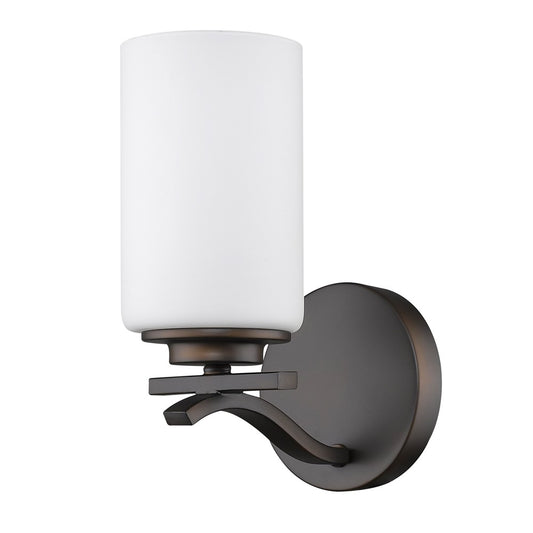 One Light Bronze & Glass Wall Sconce